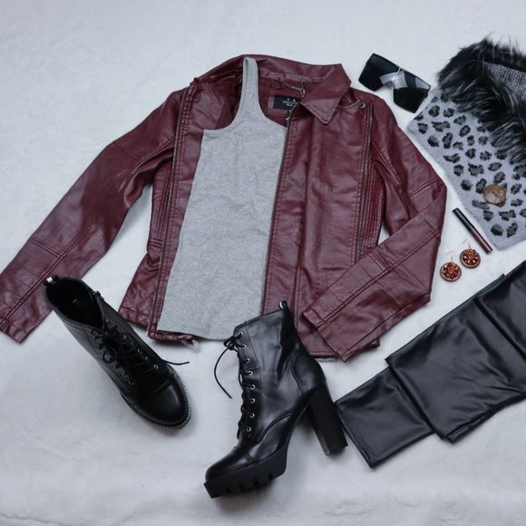 (S) Coalition LA Wine Vegan Leather Jacket - Picture 6 of 7